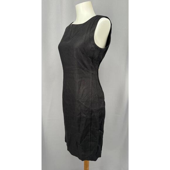Talbots Dress 6P Black Pure Irish Linen Sheath Sleeveless Lined LBD Whimsygoth - Picture 3 of 10
